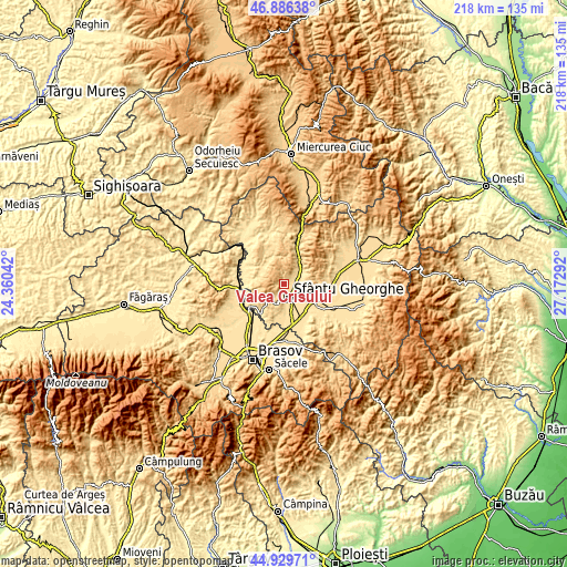 Topographic map of Valea Crişului
