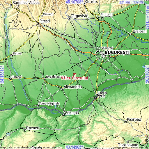 Topographic map of Valea Cireșului