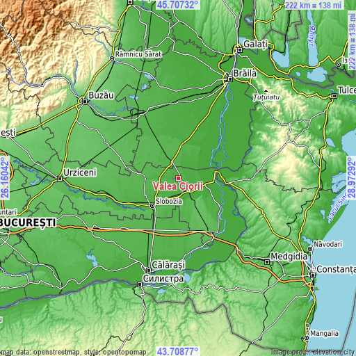 Topographic map of Valea Ciorii