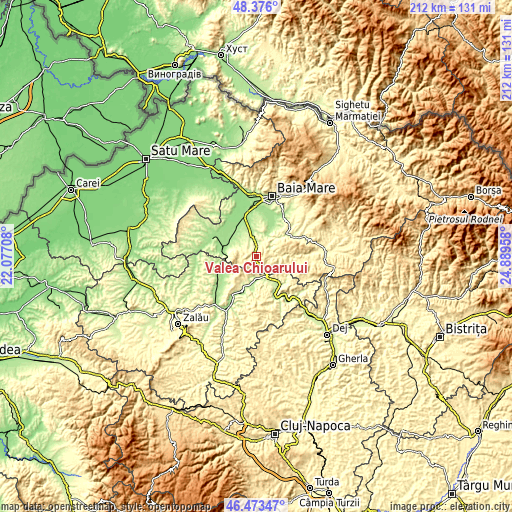 Topographic map of Valea Chioarului