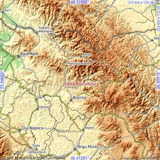 Topographic map of Valea Borcutului