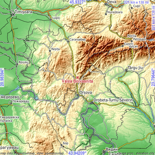 Topographic map of Valea Bolvașnița