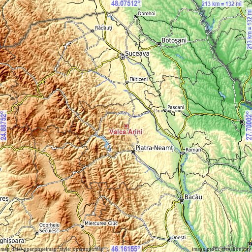 Topographic map of Valea Arini