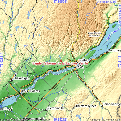 Topographic map of Sainte Catherine de la Jacques Cartier