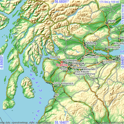 Topographic map of Erskine