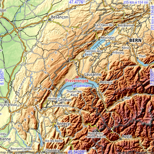 Topographic map of Préverenges