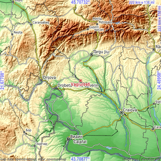 Topographic map of Văgiuleşti