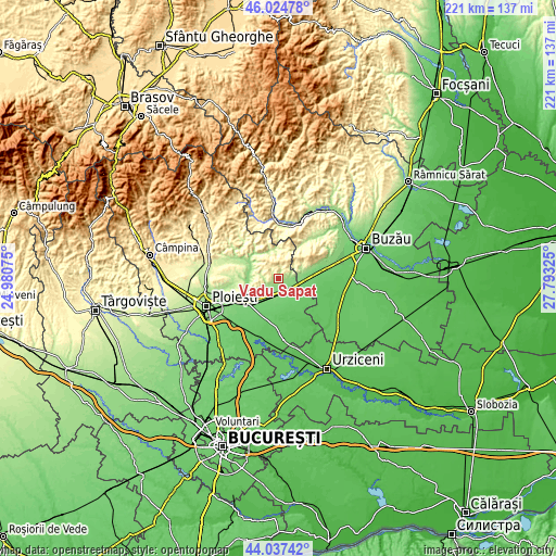 Topographic map of Vadu Săpat