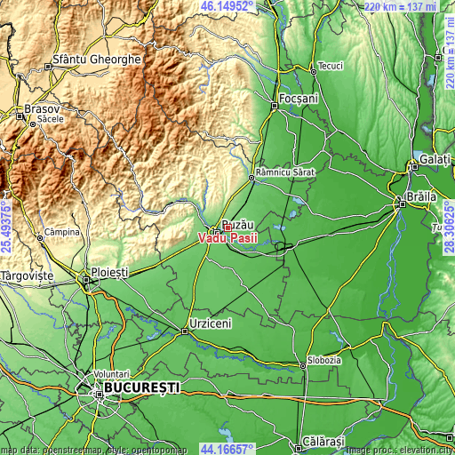 Topographic map of Vadu Paşii