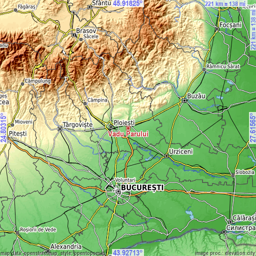 Topographic map of Vadu Părului