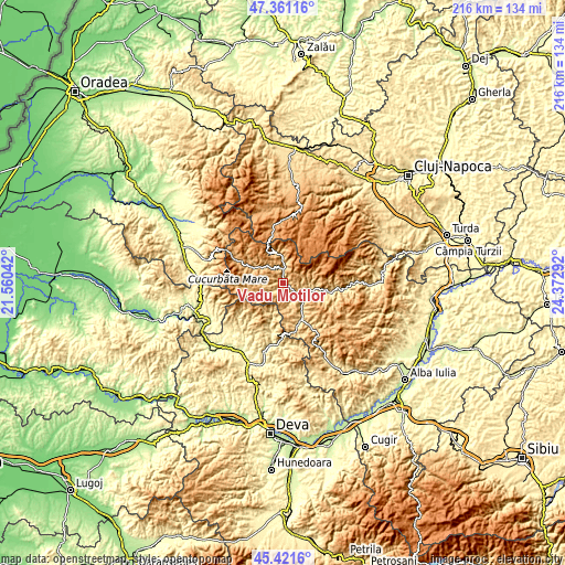 Topographic map of Vadu Moţilor