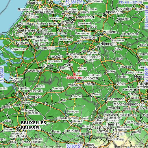 Topographic map of Salderes