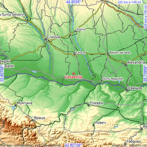 Topographic map of Vădăstriţa