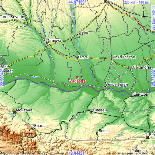 Topographic map of Vădastra