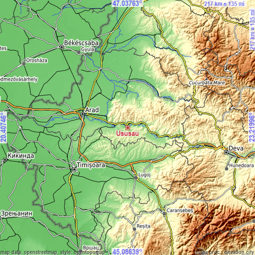 Topographic map of Ususău