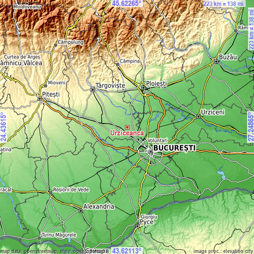 Topographic map of Urziceanca