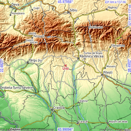 Topographic map of Urși