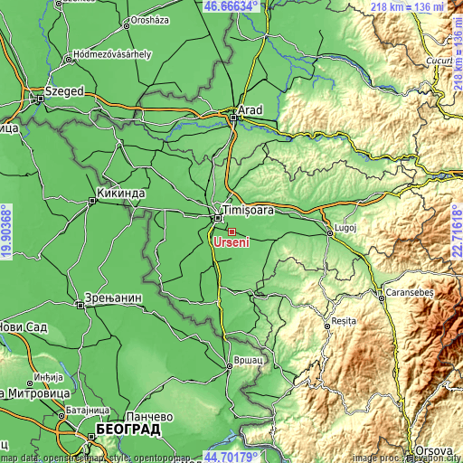 Topographic map of Urseni