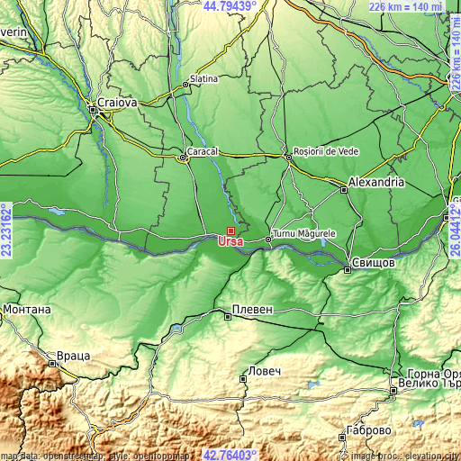 Topographic map of Ursa