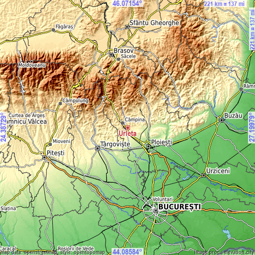 Topographic map of Urleta