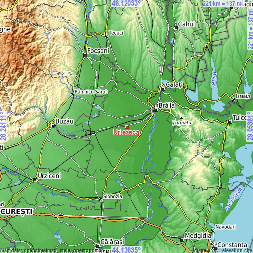 Topographic map of Urleasca