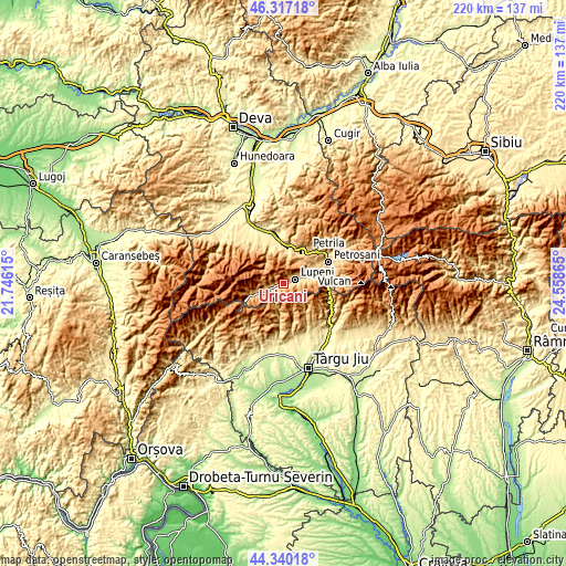 Topographic map of Uricani