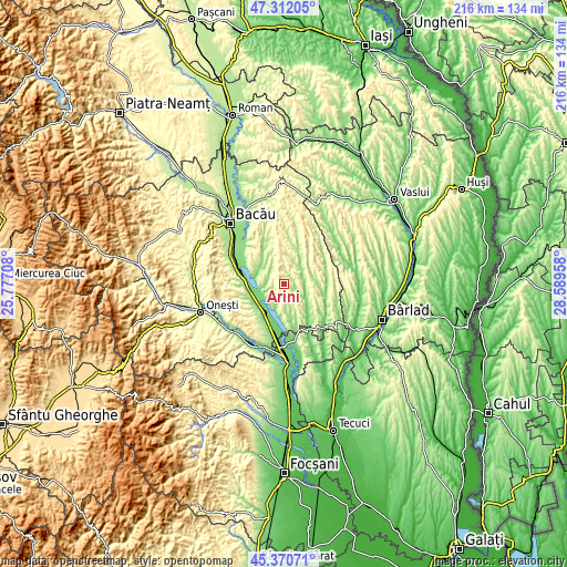 Topographic map of Arini