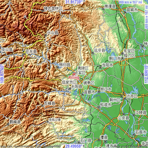 Topographic map of Xiling