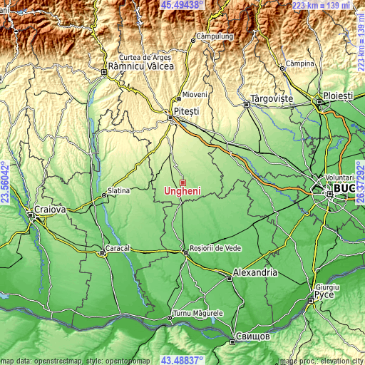 Topographic map of Ungheni