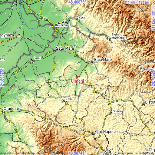 Topographic map of Ulmeni