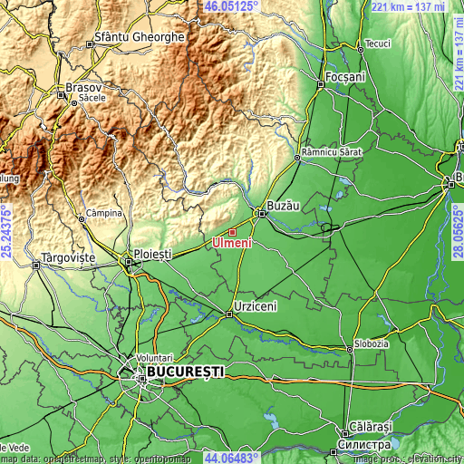 Topographic map of Ulmeni