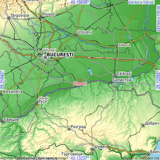 Topographic map of Ulmeni