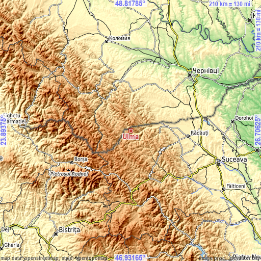 Topographic map of Ulma