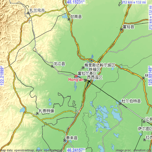 Topographic map of Hong’an