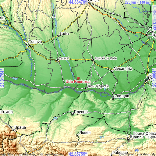 Topographic map of Uda-Paciurea