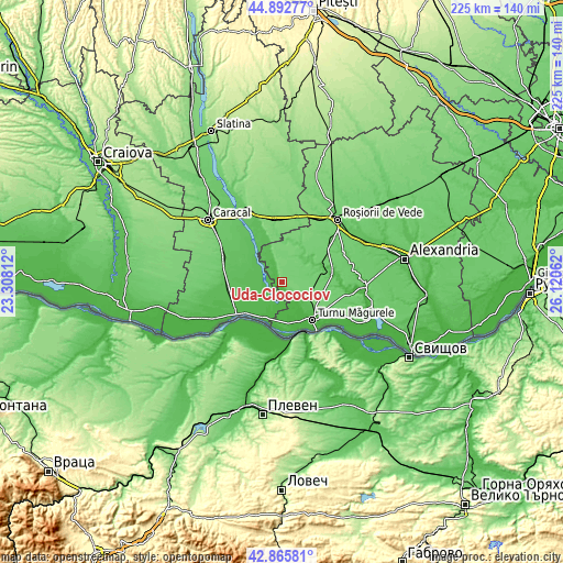 Topographic map of Uda-Clocociov