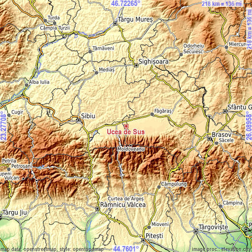 Topographic map of Ucea de Sus