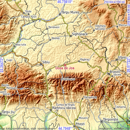 Topographic map of Ucea de Jos