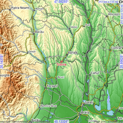 Topographic map of Tutova