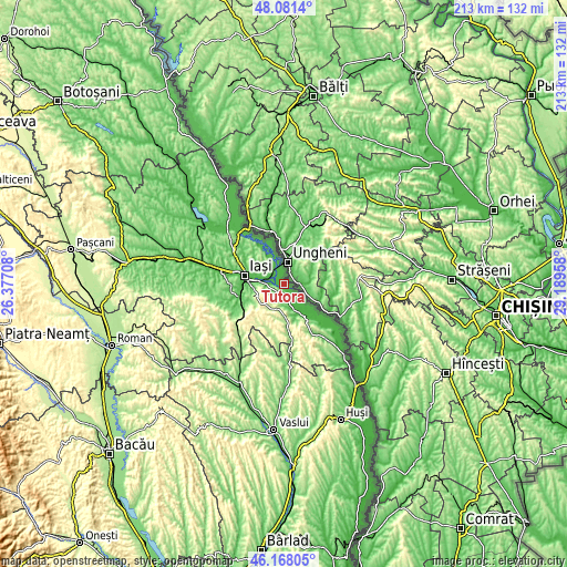 Topographic map of Ţuţora