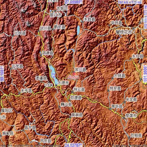 Topographic map of Jinniu
