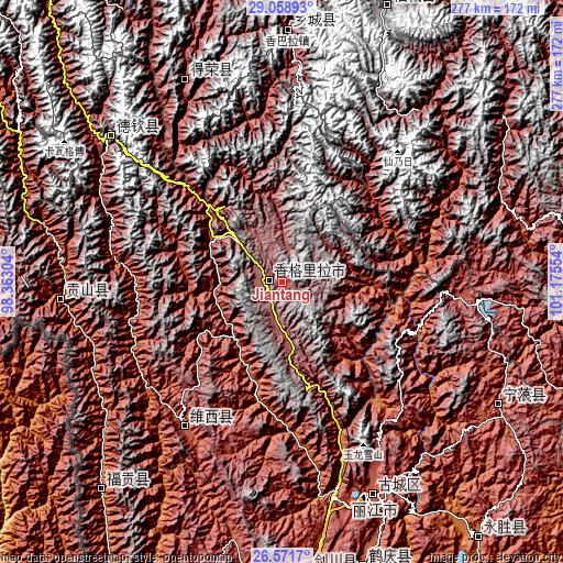 Topographic map of Jiantang