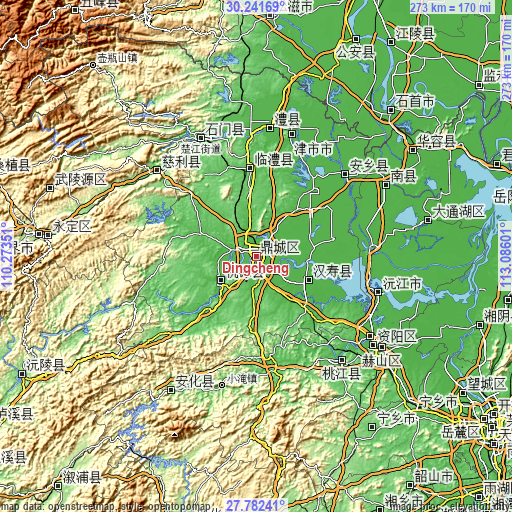 Topographic map of Dingcheng