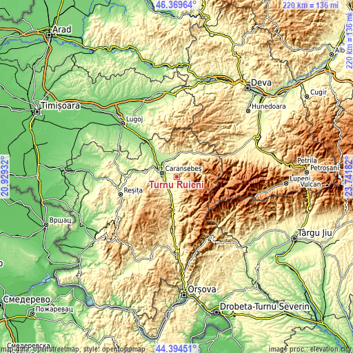 Topographic map of Turnu Ruieni