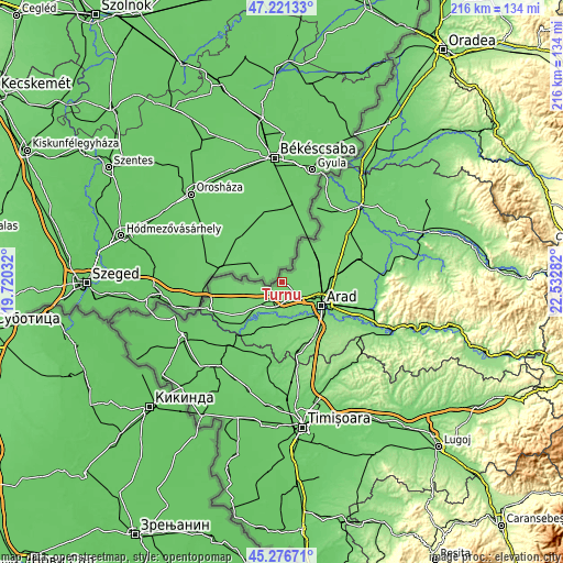 Topographic map of Turnu