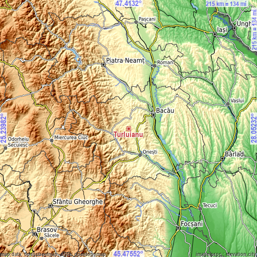 Topographic map of Turluianu