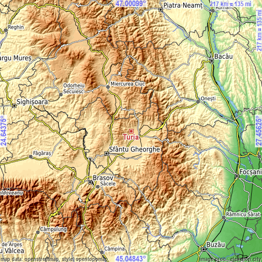 Topographic map of Turia