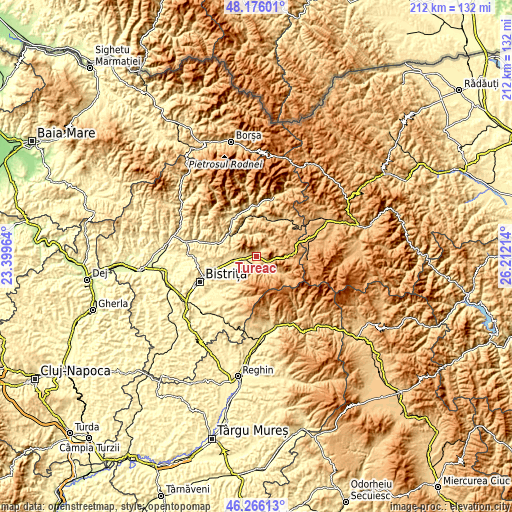 Topographic map of Tureac