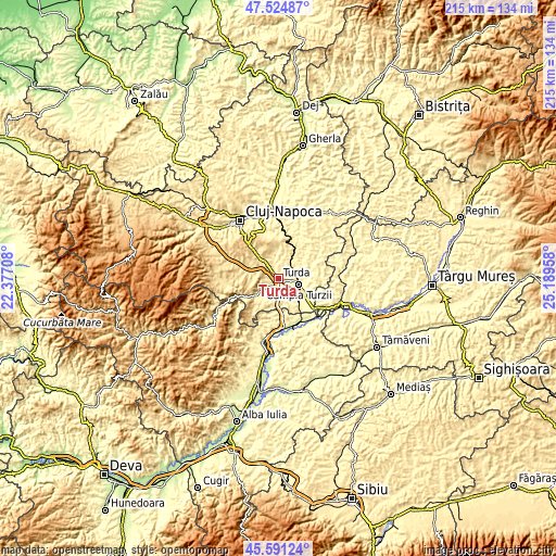 Topographic map of Turda