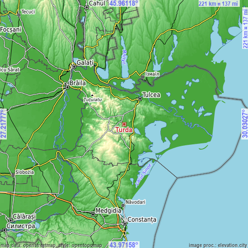 Topographic map of Turda